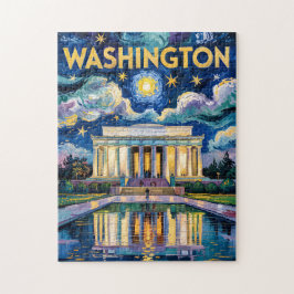 Washington DC Lincoln Memorial Vibrant Van Gogh ジグソーパズル