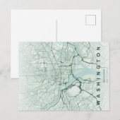 Washington, DC Map Minimal Postcard ポストカード (正面/裏面)