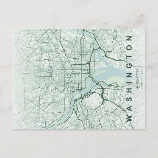 Washington, DC Map Minimal Postcard ポストカード (正面)