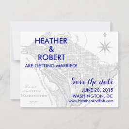 Washington DC Map Save the Date (gray map) セーブザデート