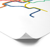 Washington DC Metro Map Art ポスター (角)