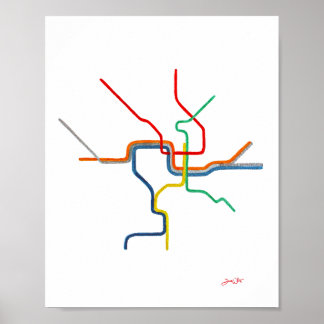 Washington DC Metro Map Art ポスター