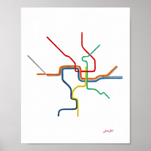 Washington DC Metro Map Art ポスター (正面)
