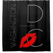 Washington DC Red Lipstickからの挨拶キス シャワーカーテン (正面)