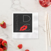 Washington DC Red Lipstickからの挨拶キス 縁ありカクテルナプキン (インサイチュ)