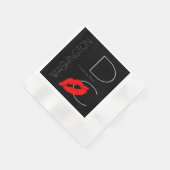 Washington DC Red Lipstickからの挨拶キス 縁ありカクテルナプキン (角)