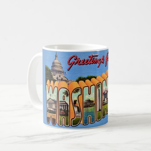 Washington DC Retro Postcard Mug コーヒーマグカップ (正面左)