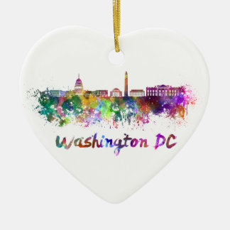 Washington DC skyline in watercolor セラミックオーナメント