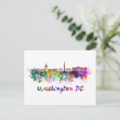Washington DC skyline in watercolor ポストカード (スタンド正面)