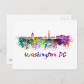Washington DC skyline in watercolor ポストカード (正面/裏面)