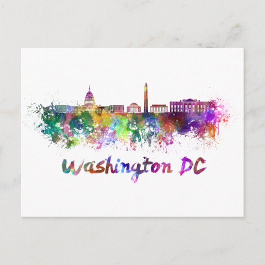 Washington DC skyline in watercolor ポストカード (正面)