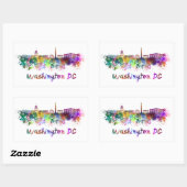 Washington DC skyline in watercolor 長方形シール (シート)