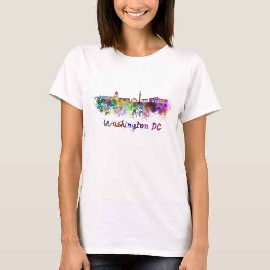 Washington DC skyline in watercolor Tシャツ (正面)