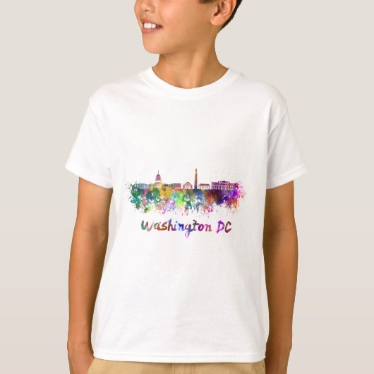 Washington DC skyline in watercolor Tシャツ (正面)