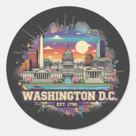 Washington DC Skyline | USA Capital City Pride ラウンドシール