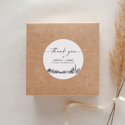 Washington DC Thank You Favy 3" （シートof 6） ラウンドシール