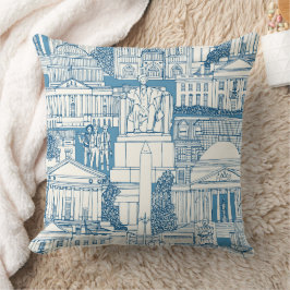 Washington DC toile blue クッション