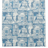 Washington DC toile blue シャワーカーテン (正面)