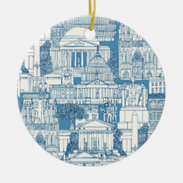 Washington DC toile blue セラミックオーナメント