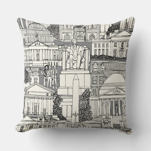 Washington DC toile gray クッション (正面)