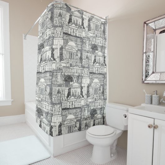 Washington DC toile gray シャワーカーテン (インサイチュ)