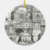 Washington DC toile gray セラミックオーナメント (裏面)