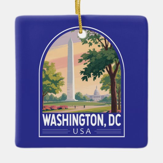 Washington DC Travel Art Emblem セラミックオーナメント (正面)