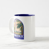 Washington DC Travel Art Emblem ツートーンマグカップ (正面左)