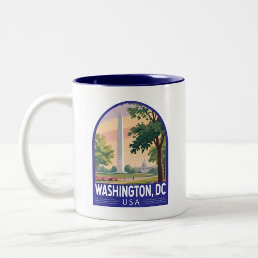 Washington DC Travel Art Emblem ツートーンマグカップ (左)
