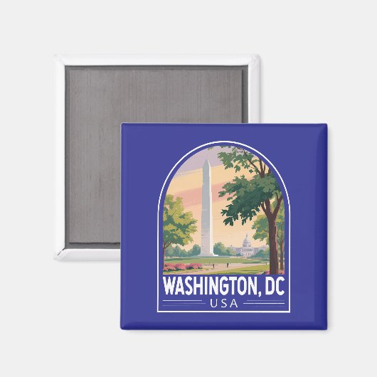 Washington DC Travel Art Emblem マグネット (正面/裏面)