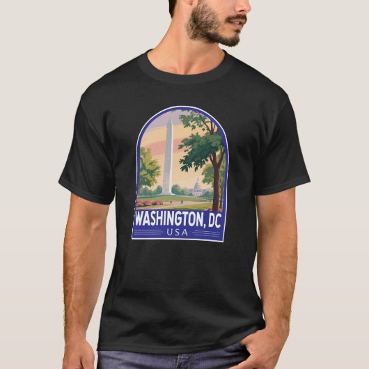 Washington DC Travel Art Emblem Tシャツ (正面)
