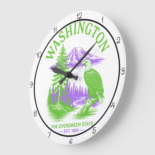 Washington Evergreen State Eagle ラージ壁時計 (傾斜)