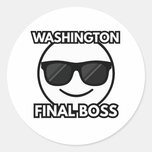 Washington Final Boss Cool Emoji Sticker ラウンドシール (正面)