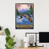 Washington Fisherman – フライフィッシング旅行のポスター ポスター (ホームオフィス)