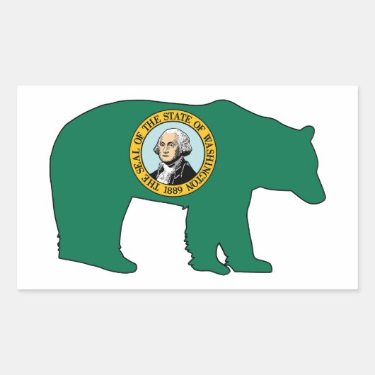 Washington Flag Bear 長方形シール (正面)
