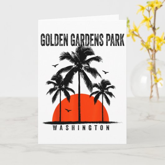 Washington Golden Gardens Park Surfing Surfboardin カード (黄色い花)