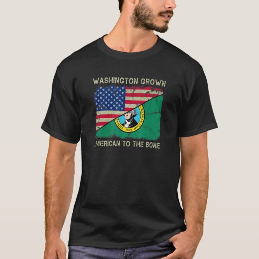 Washington Grown American To The Bone Home State W Tシャツ (正面)