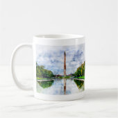 Washington Monument水彩反射 コーヒーマグカップ (左)