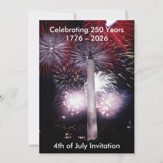 Washington Monument 250 Years 4th of July Party 招待状 (正面)