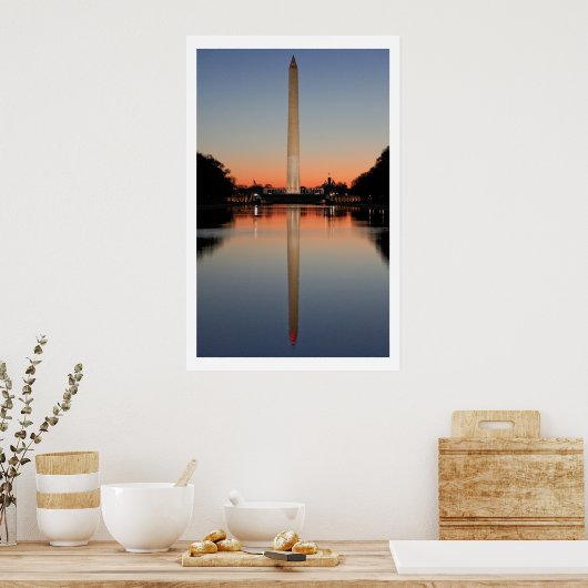 Washington Monument and Reflection at Sunset ポスター (キッチン)