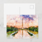 Washington Monument watercolor during sunset ポストカード (正面/裏面)