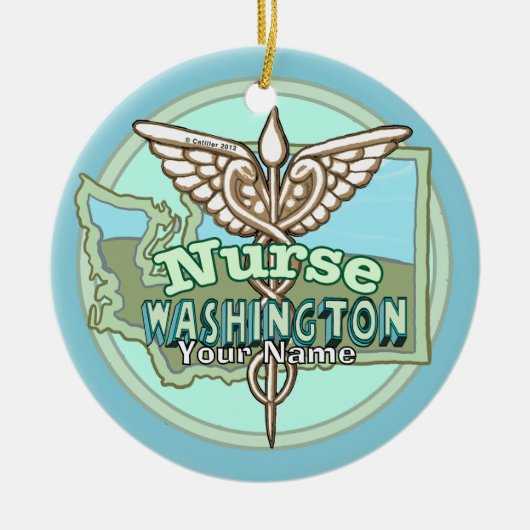 Washington Nurse Caduceus セラミックオーナメント (正面)