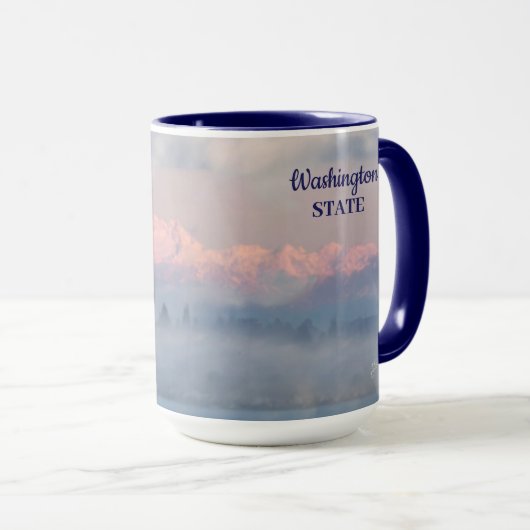 Washington State Eagle Over Olympic Mountains Blue マグカップ (正面右)