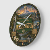 Washington State Evergreen Pacific Northwest Gift ラージ壁時計 (傾斜)