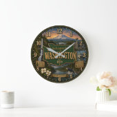 Washington State Evergreen Pacific Northwest Gift ラージ壁時計 (ホーム)