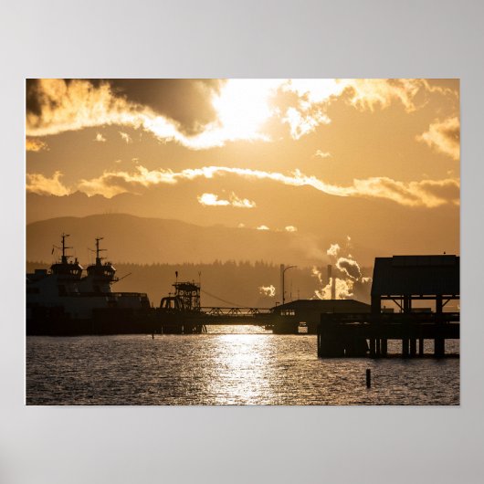 Washington State Ferries At Sunset Photography ポスター (正面)