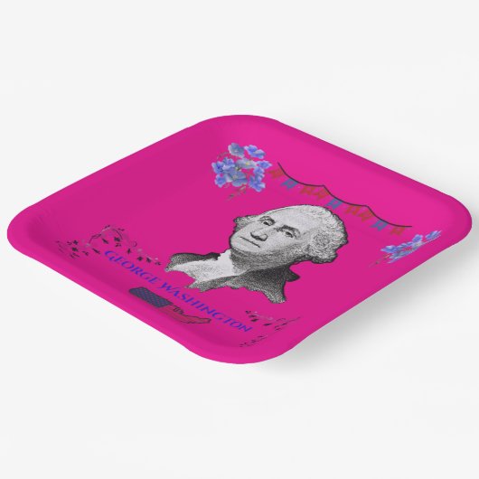 Washington's Contribution deep pink ペーパープレート (傾斜あり)