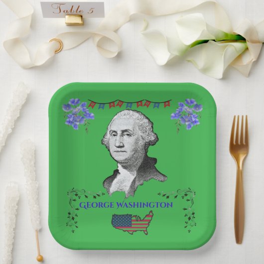 Washington's Contribution kelly green ペーパープレート (ウェディング)