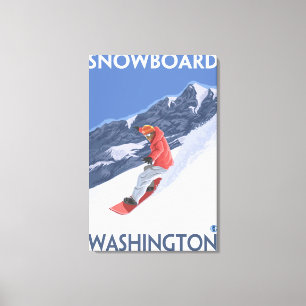 WashingtonSnowboardingのヴィンテージ旅行ポスター キャンバスプリント