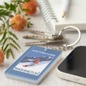 WashingtonSnowboardingのヴィンテージ旅行ポスター キーホルダー (正面右)